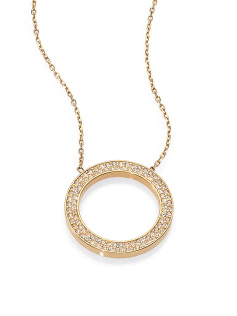 michael kors logo circle pendant necklace|Michael Kors jewelry gift box.